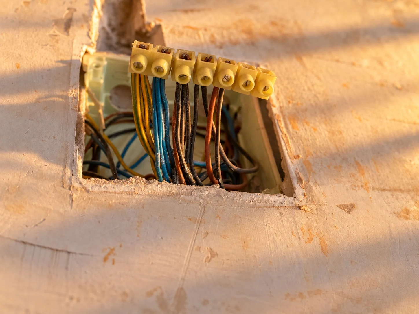 Connexion électrique apparente pendant des travaux